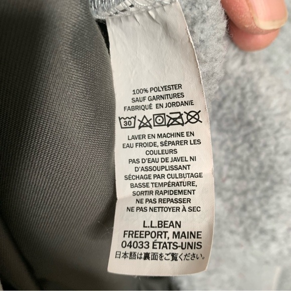 Ll Bean Womens Sweater Fleece Hooded 1/2 Button Jacket size Large Gray Pullover - Picture 9 of 9